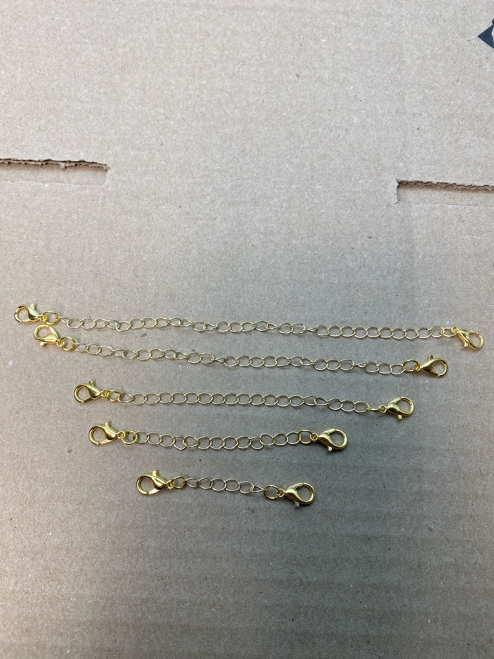 5 pk Gold Necklace Extension Chains with Lobster Clasps - Adjustable Length - Picture 4 of 4